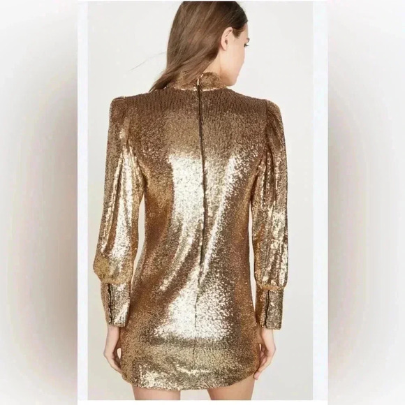 Women’s A.L.C. Christy gold sequin mini dress size 14 - Picture 4 of 6